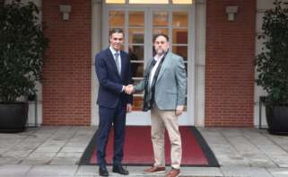 El presidente del Gobierno, Pedro Sánchez, recibe al presidente de Esquerra Republicana de Catalunya (ERC), Oriol Junqueras, en el Palacio de la Moncloa y cierran un acuerdo sobre financiación. Eduardo Parra / Europa Press
