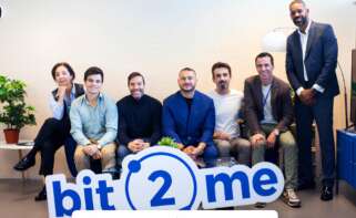 De izquierda a derecha: Charo Ruiz, directora de Inversión de Capital Riesgo de Bankinter; Javier Roca, Capital Riesgo de Bankinter; Pablo Lancry, director de Innovación y Capital Riesgo de Bankinter; Andrei Manuel, Co CEO de Bit2Me; Leif Ferreira, CEO de Bit2Me; David Ortega, CIO de Bit2Me; Eder Azebedo, director de Compliance de Bit2Me