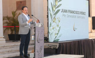 El presidente de la Generalitat, Juanfran Pérez Llorca, en la presentación de los aceites de Alicante