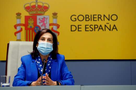 La ministra de Defensa, Margarita Robles, durante una rueda del prensa el 24 de septiembre de 2020 | EFE/Ballesteros/Archivo