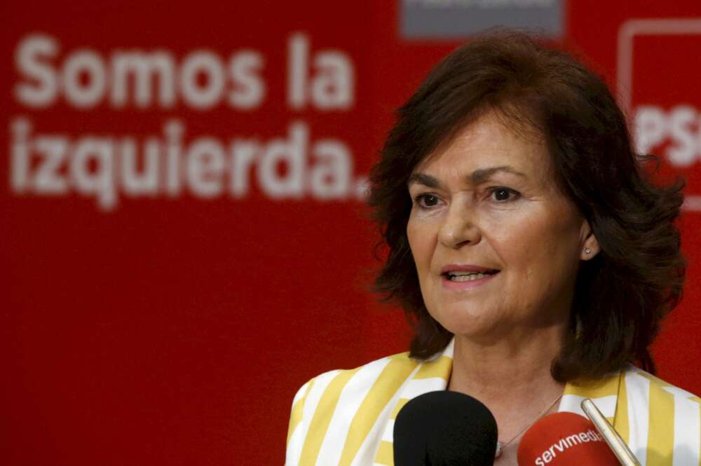 La ex vicepresidenta Carmen Calvo se postula como presidenta del PSOE. Foto: EFE