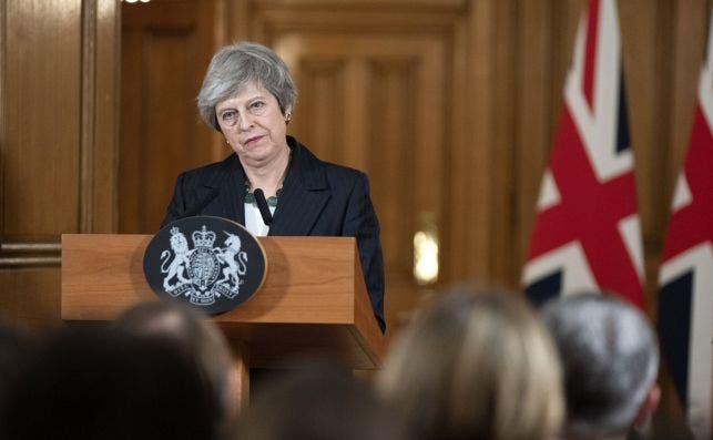 La primera ministra británica, Theresa May, en una rueda de prensa en Londres, el 15 de noviembre de 2018. Foto: EFE/DL