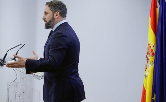 El presidente de Vox, Santiago Abascal, en un acto el 20 de enero de 2020. Foto: EFE/EN