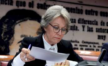 La administradora única de RTVE, Rosa María Mateo, durante una comparecencia ante la comisión de control parlamentario a la corporación, el 10 de marzo de 2020 en el Senado | EFE/JCH/Archivo