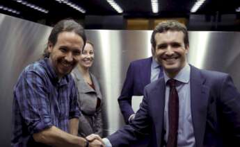 Los líderes de Podemos, Pablo Iglesias, y el PP, Pablo Casado, en una imagen de archivo. EFE/Paco Campos