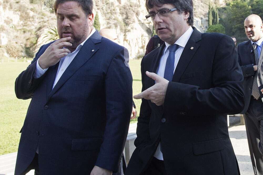 El exvicepresidente de la Generalitat, Oriol Junqueras, y el expresidente Carles Puigdemont. EFE