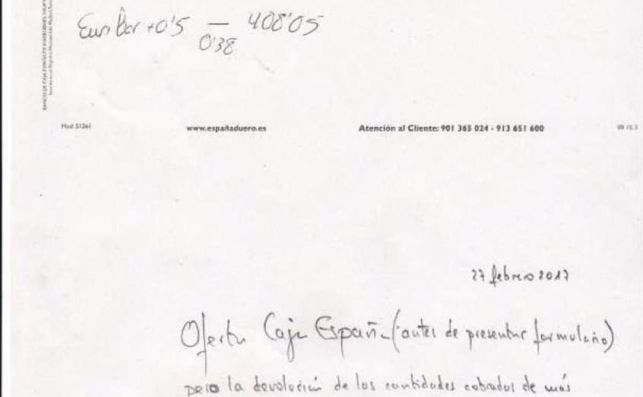 Carta de Caja España a afectado por cláusula suelo.
