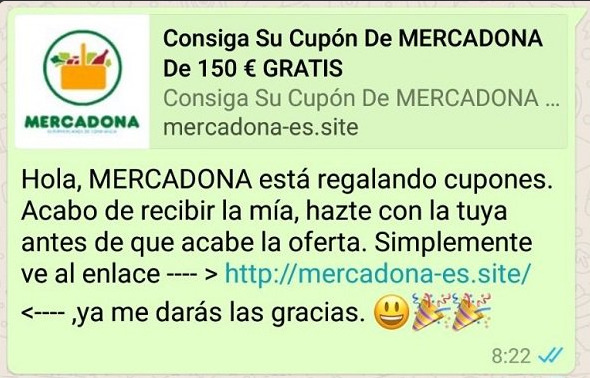 Cupon falso Mercadona