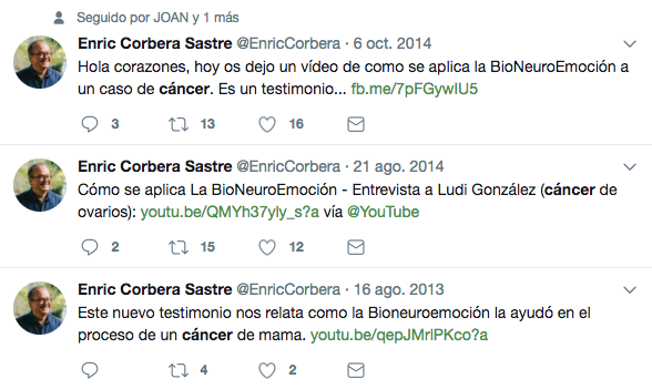 Algunos de los tweets de Enric Corbera. ED