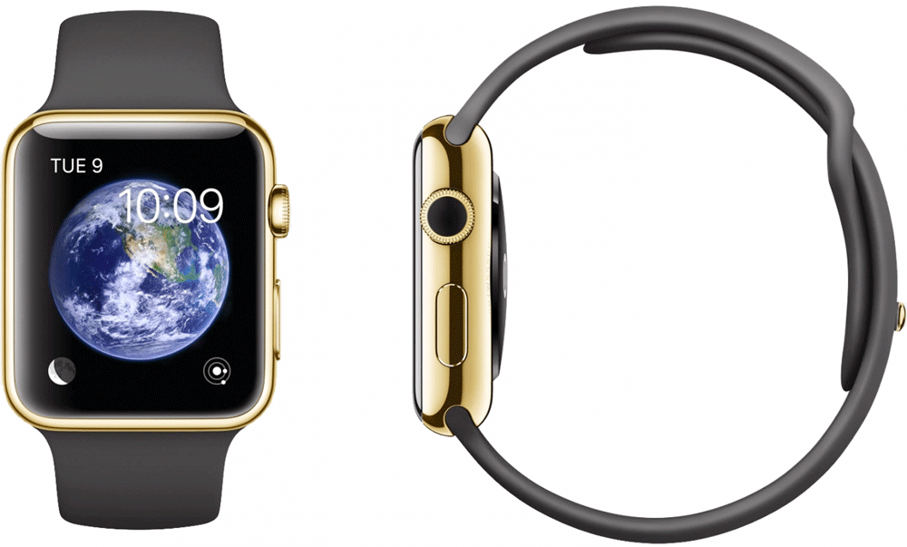 Frontal y detalle del Apple Watch
