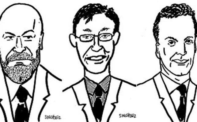 Dibujos de Cliff Asnes, John Liew y David Kabiller, fundadores de AQR Capital. / Wikimedia Commons