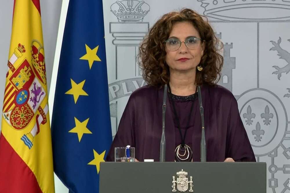La ministra de Hacienda del Gobierno, María Jesús Montero, en una rueda de prensa | EFE/Moncloa