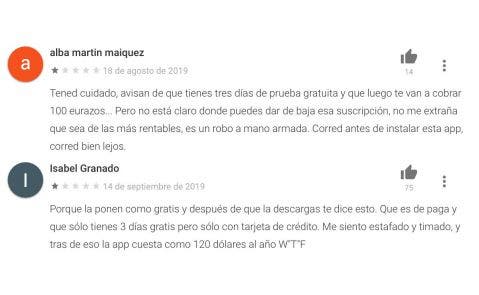 captura comentarios app prueba suscripcion