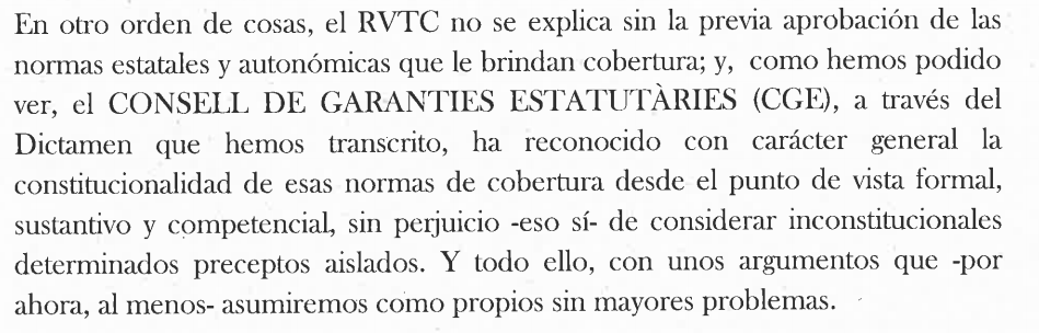 Fragmento de la sentencia donde se reconoce la legitimidad de los argumentos del CGE.