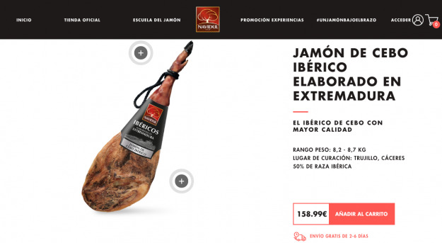 Jamón de cebo ibérico Navidul sin la brida de norma