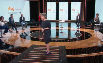 La administradora provisional única de RTVE, Rosa María Mateo, en la presentación de la nueva temporada de la cadena en Cataluña, el 9 de septiembre de 2020 | RTVE