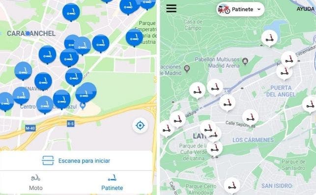 Interfaz de la aplicación de Movo (izquierda) y Cabify (derecha)