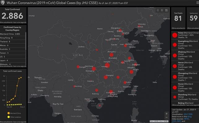 coronavirus wuhan map real time