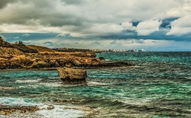 cyprus kapparis cove rocks rock formation sea blue horizon 1370967