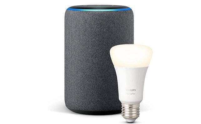 Altavoz inteligente Echo Plus de Amazon con bombilla LED inteligente de Philips