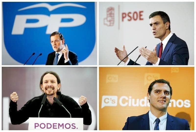 Rajoy, Sánchez, Iglesias y Rivera en una composición fotográfica