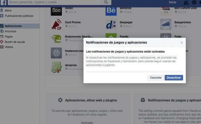 Desactivación Facebook