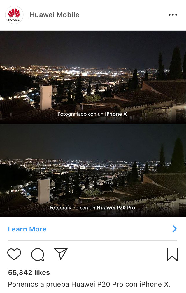 Publicidad agresiva de Huawei contra el iPhone X.