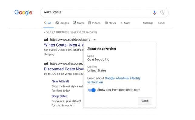 Así se verá la información de quién está detrás de los anuncios en Google