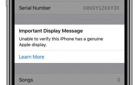 ios13 iphone new settings general about unable to verify genuine apple display