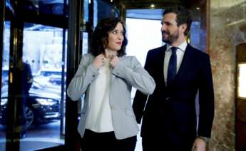 La presidenta de la Comunidad de Madrid, Isabel Díaz Ayuso, junto al líder del PP, Pablo Casado. EFE