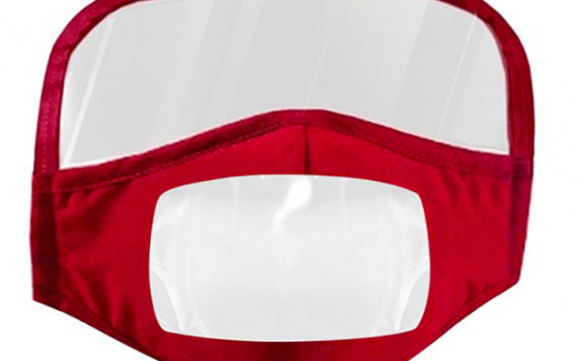 Mascarilla con pantalla y boca visible