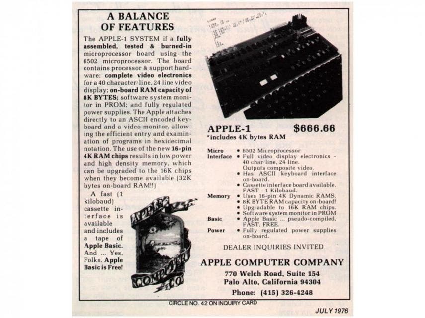 one apples first ads 1970s