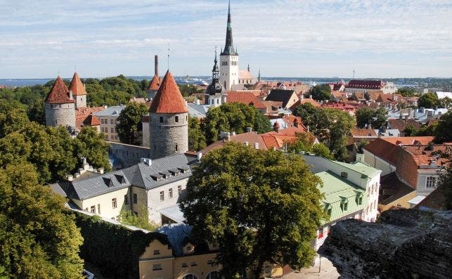 Panoramic view of the Old Town of Tallin. Estonia, Northern Europe