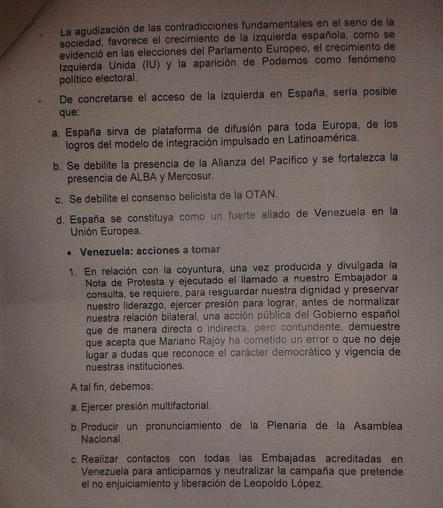 Extracto del documento del embajador de Venezuela.