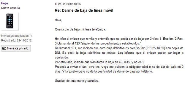 un cliente Vodafone pregunta cómo darse de baja