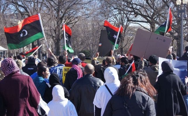 Protesting Libya outside the White House, Washington, D.C.