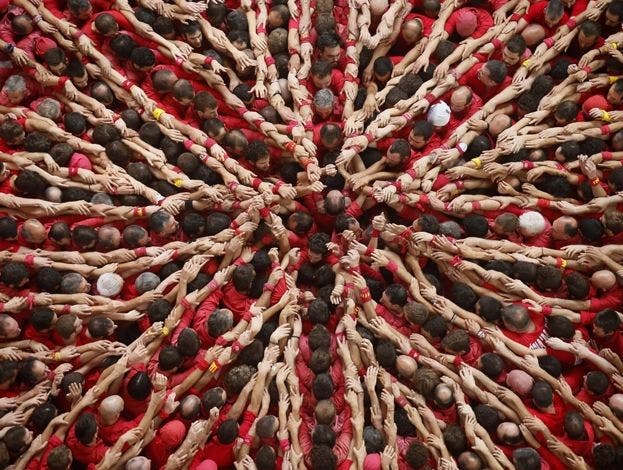 La colla jove dels Xiquets de Valls en el concurso de castellers de Tarragona La colla jove dels Xiquets de Valls en el concurso de castellers de Tarragona