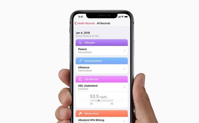 La app de salud de Apple, vista desde un iPhone. Foto: Apple