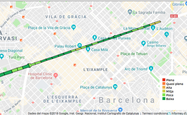 Captura de pantalla del mapa de inscripciones de la Diada. Fuente: ANC