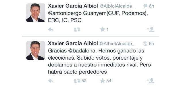 García Albiol anuncia en su Twitter que será jefe de la oposición