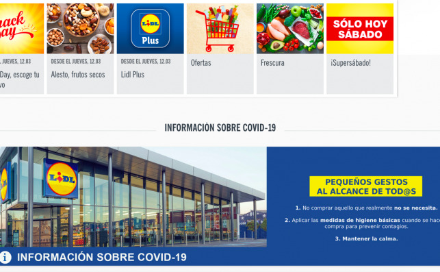 La web de Lidl da consejos para comprar ante el coronavirus