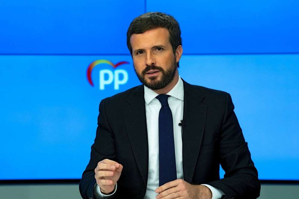 Pablo Casado, durante la rueda de prensa que ofreció este lunes al término del comité de dirección del PP