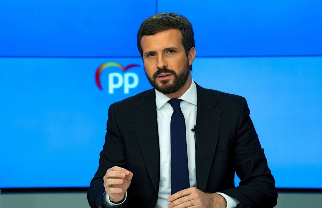 Pablo Casado, durante la rueda de prensa que ofreció este lunes al término del comité de dirección del PP