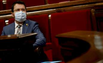 El vicepresidente de la Generalitat, Pere Aragonès (ERC) en una reciente imagen en el Parlament de Cataluña