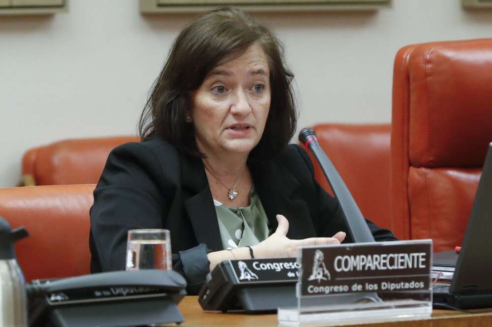 La presidenta de la Autoridad Independiente de Responsabilidad Fiscal (AIReF), Cristina Herrero, comparece en la Comisión de Presupuestos del Congreso para ofrecer su análisis de las cuentas de 2021 presentadas por el Ejecutivo./ EFE