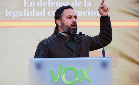 El líder de Vox, Santiago Abascal, participa en un acto reivindicativo de la Constitución en Barcelona. EFE