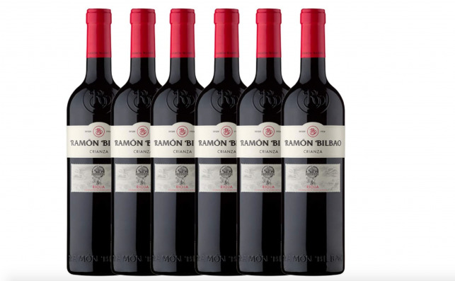 Lote de botellas de vino tinto Ramón Bilbao que se venden por Amazon