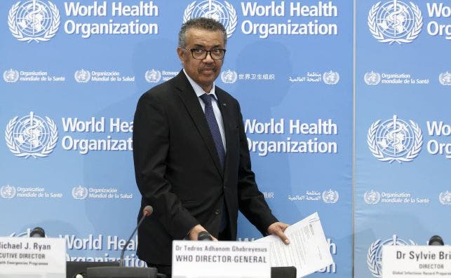 El director general de la OMS, Tedros Adhanom Ghebreyesus, en una rueda de prensa en Ginebra, el 24 de febrero de 2020. | EFE