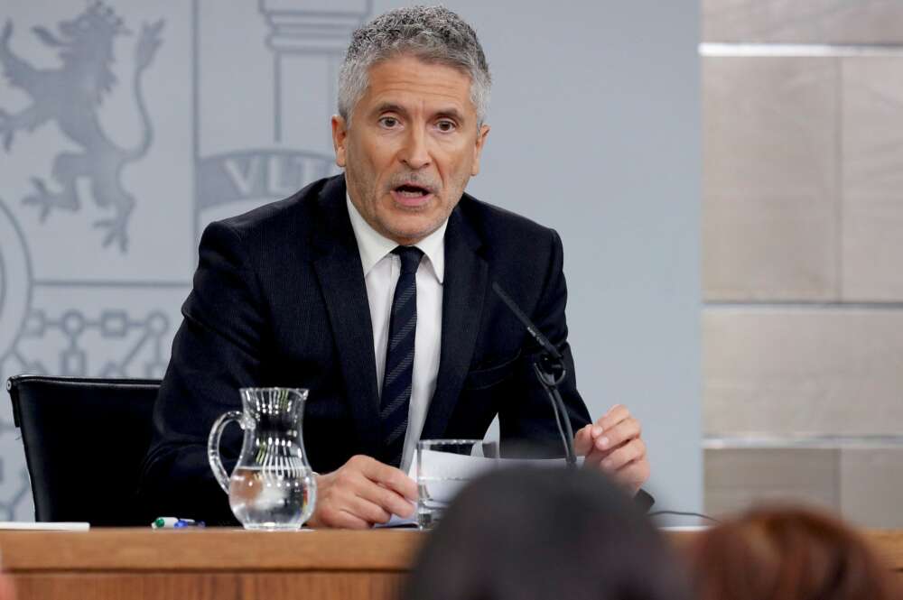 El ministro del Interior, Fernando Grande-Marlaska, en una rueda de prensa en octubre en la Moncloa. /EFE/Zipi