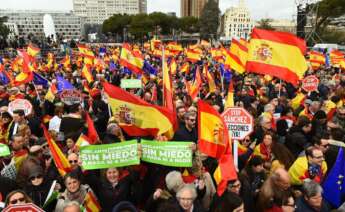Manifestación de Colón en Madrid contra el Gobierno de Pedro Sánchez / EFE